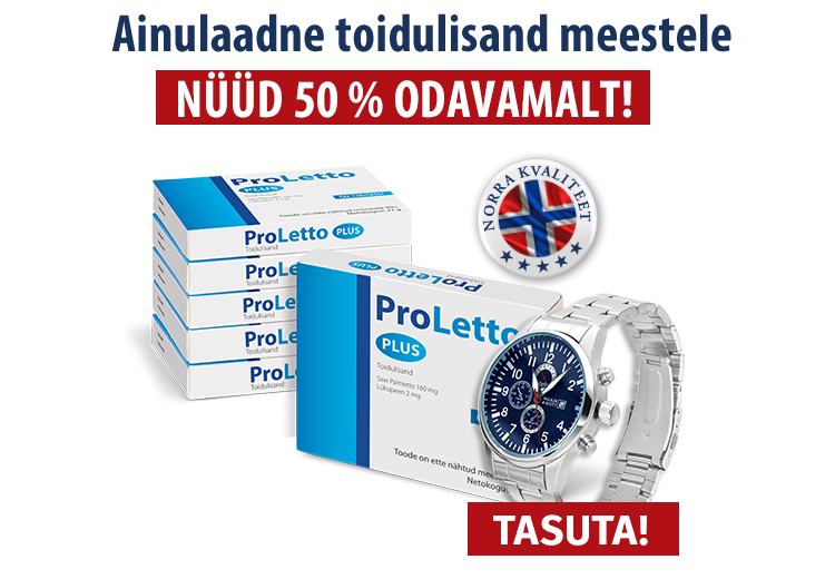 Natural Pharmaceuticals Proletto PLUS ProLetto PLUS - toidulisand meestele, mida reklaamitakse kui Norra kvaliteeti. Toote pakend kinkekella ja loosungitega: „Ainulaadne toidulisand meestele“, „Nüüd 50% odavamalt!“ ja „TASUTA!“.